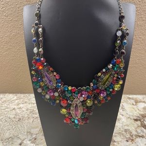 Multi-colored rhinestones necklace